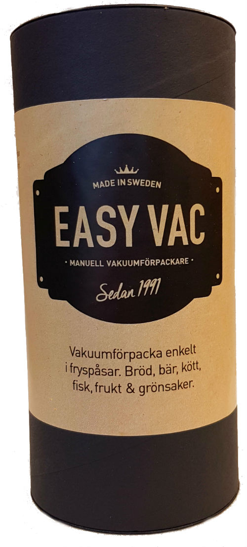 EasyVac manuell vakuumförpackare för vanliga fryspåsar.