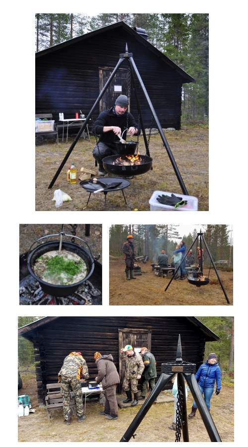 Braspanna - laga mat utomhus - här jaktlag som får viltskavsgryta.