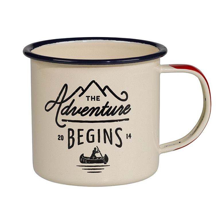Emaljmugg i cremefärg The Adventure begins
